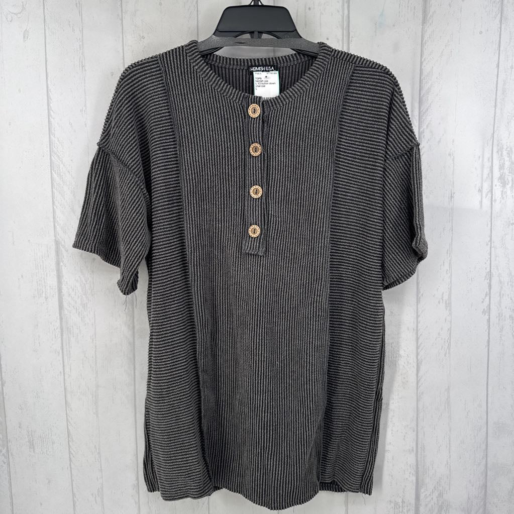 L 1/2 button down s/s top