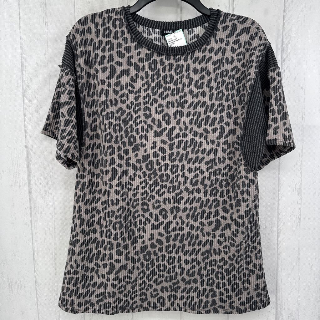 S animal print s/s top