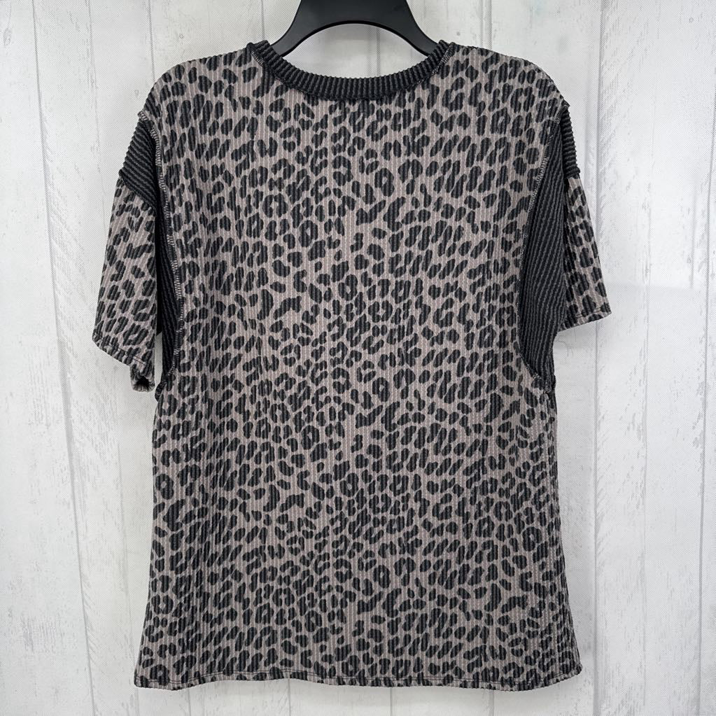 S animal print s/s top