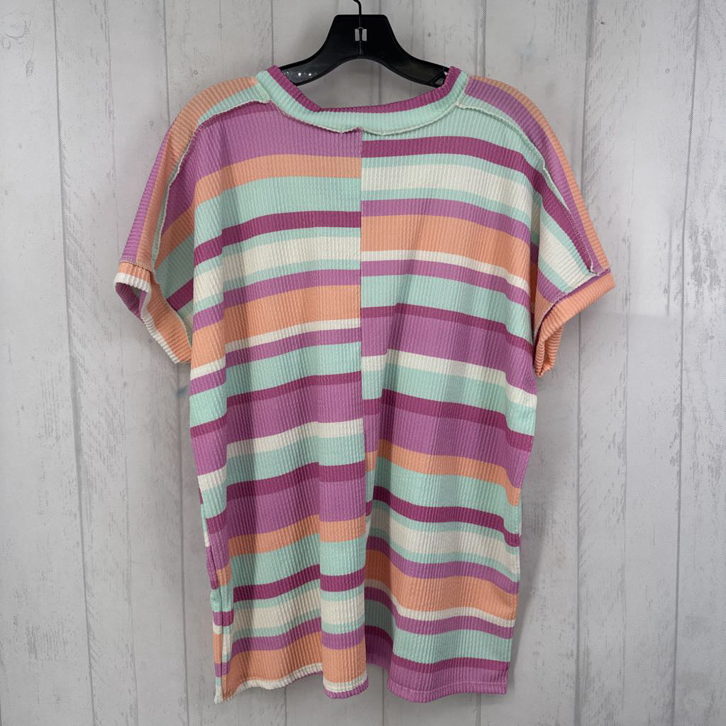 S striped v-neck s/s top