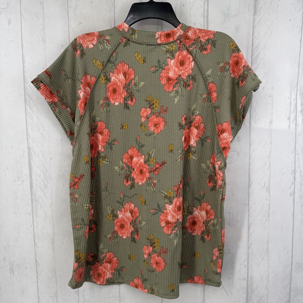 S flo print v-neck s/s top
