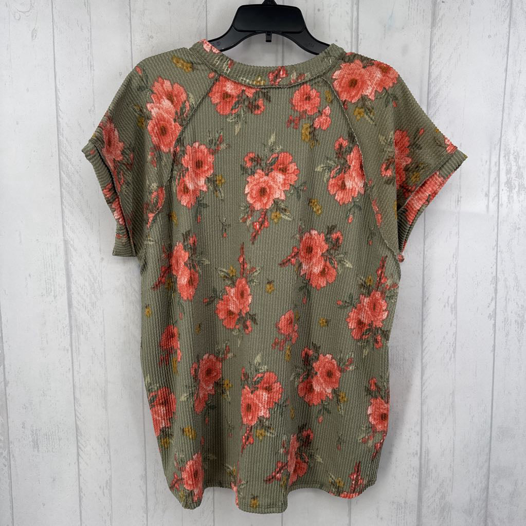 M flo print v-neck s/s top