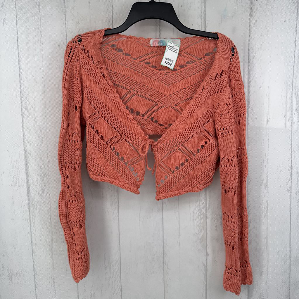L crochet tie front cardi