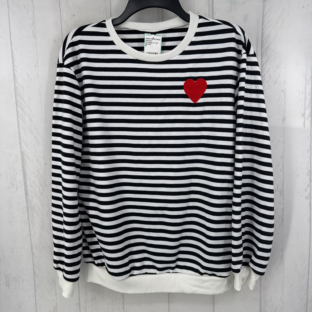 M striped w/ red heart sweatshirt