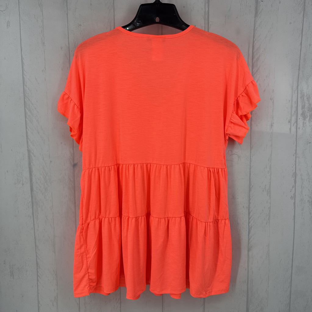 S v-neck ruffled slv tiered top
