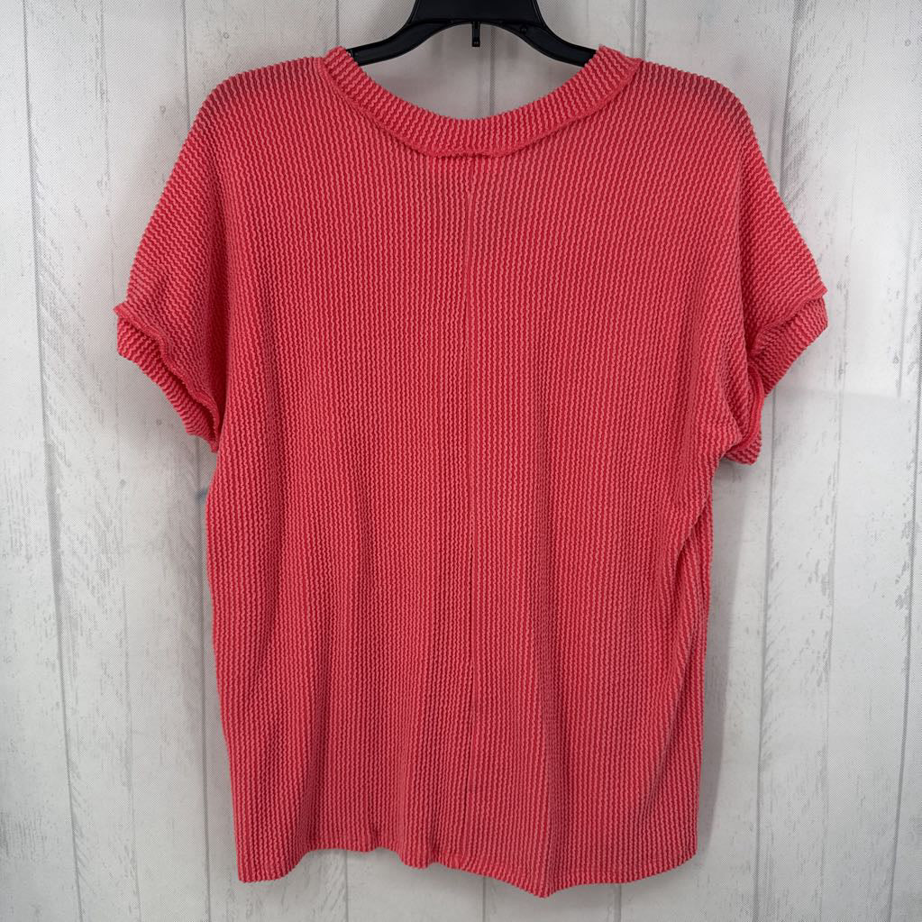 S textured v-neck s/s tee