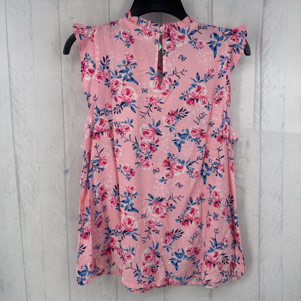 M flo print embroidered flutter slv tank