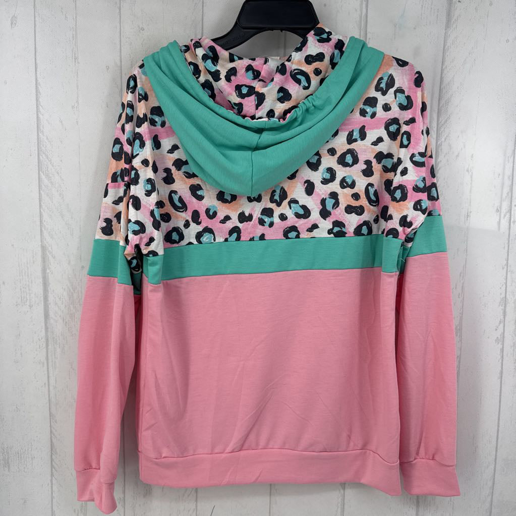 S animal print colorblock hoodie