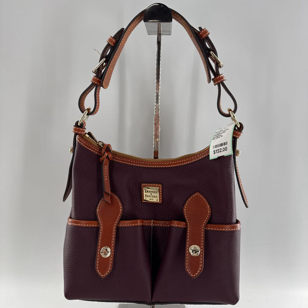 pebbled grain satchel w/ 2 outside snap pockets