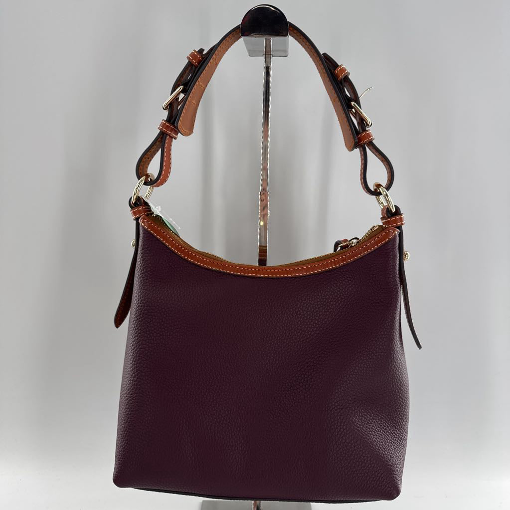 pebbled grain satchel w/ 2 outside snap pockets