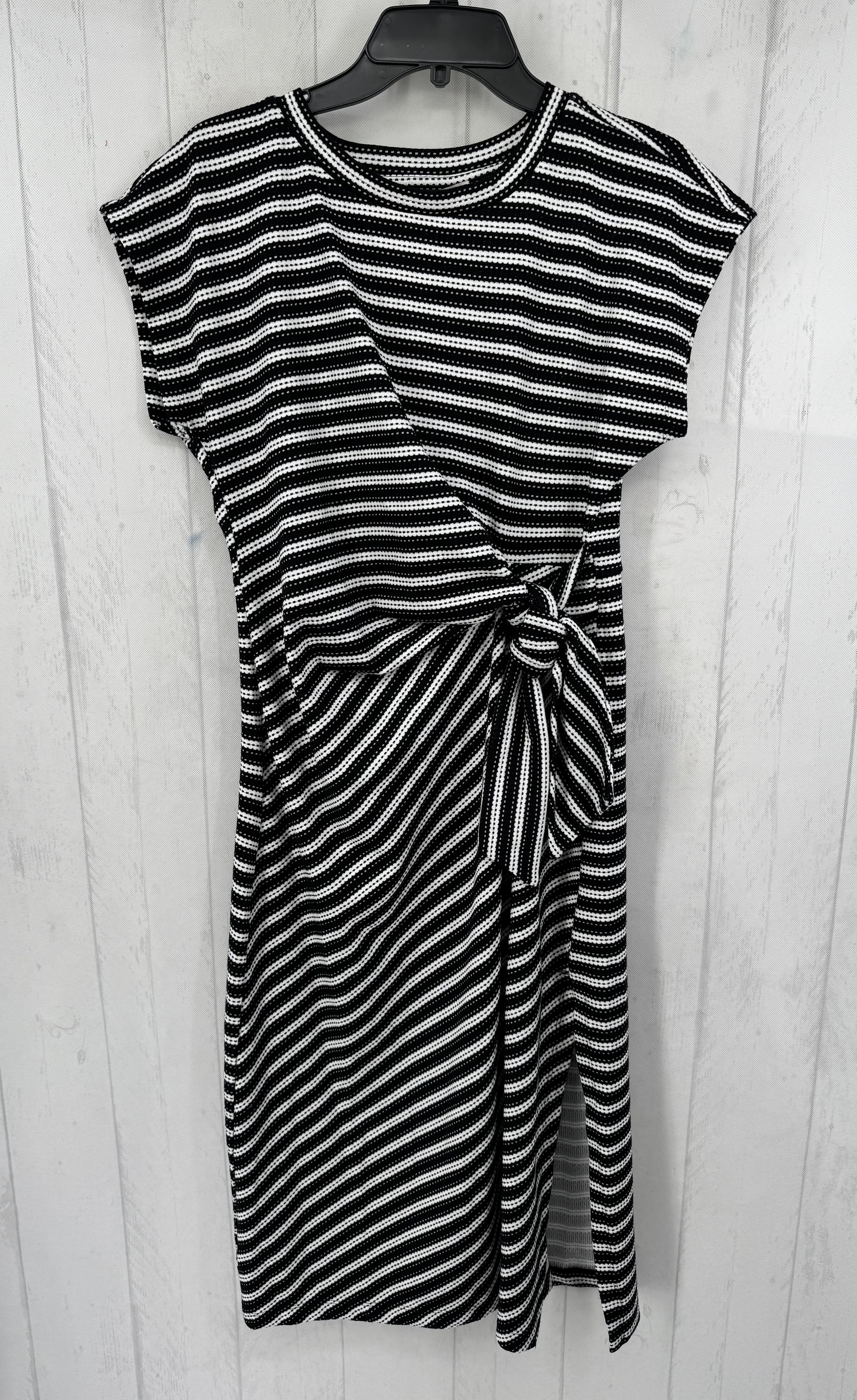 S striped side tie s/s dress