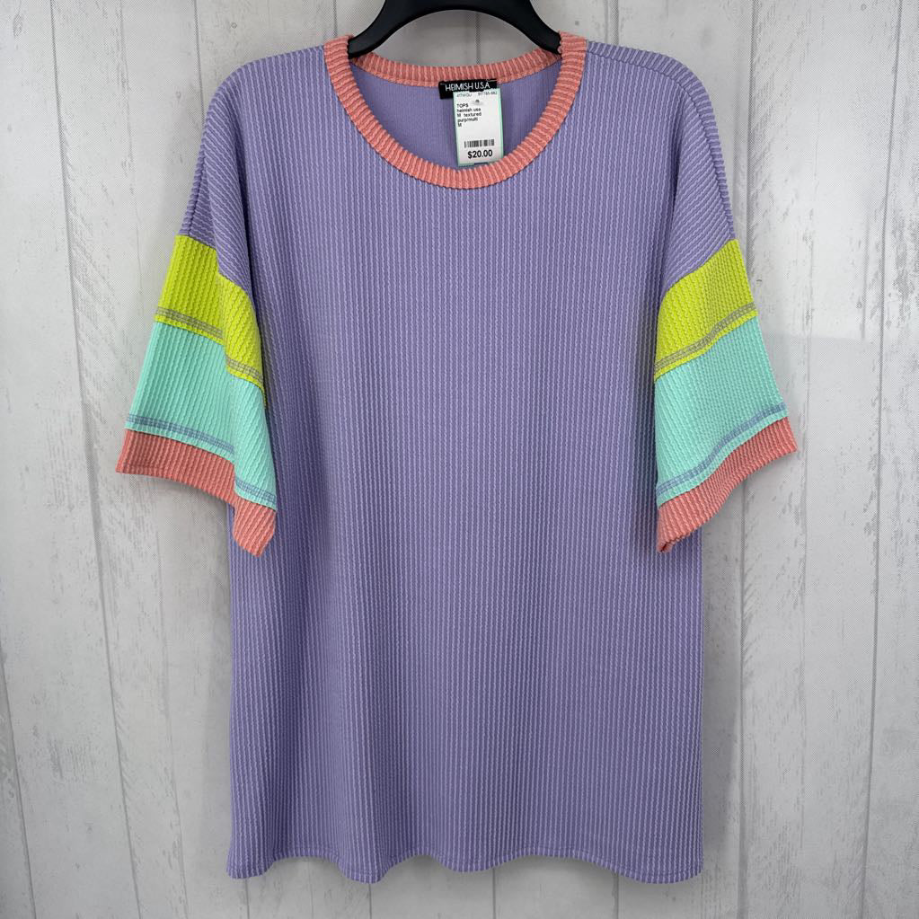 M textured colorblock slv top