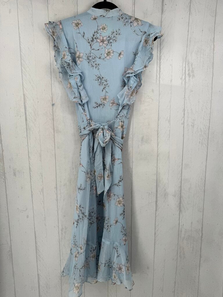 R120 14 ruffle slv flower print half button maxi dress