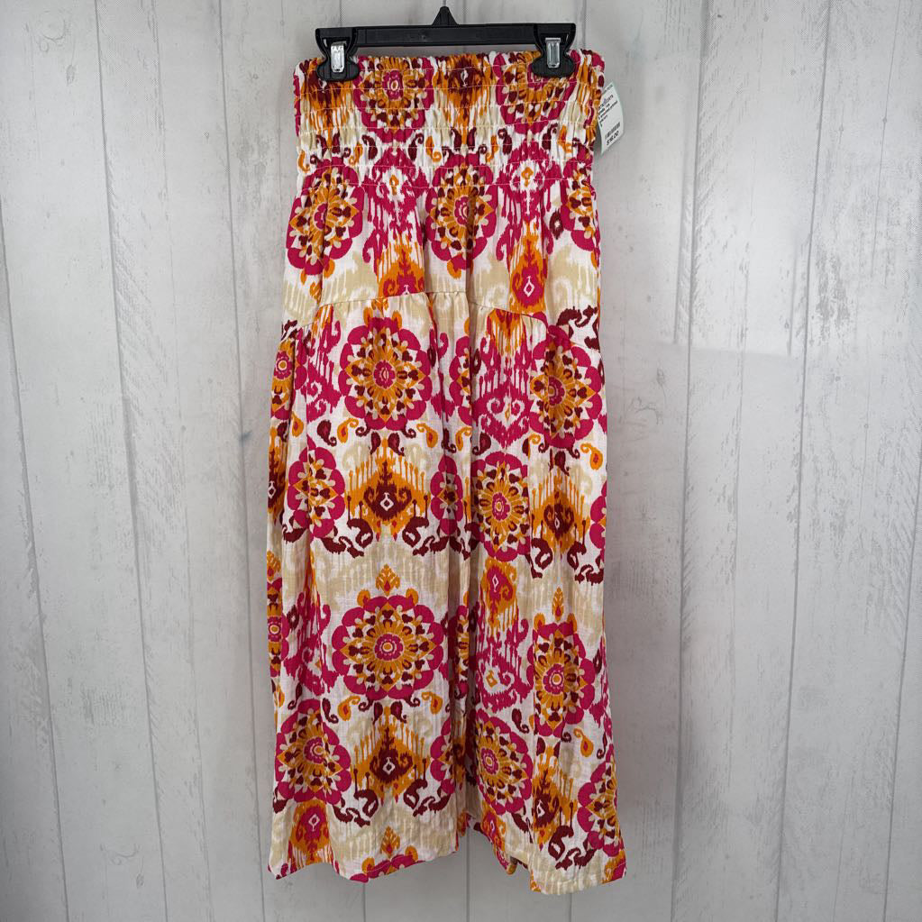 S smocked printed maxi skirt