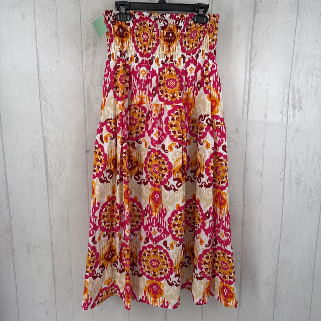 S smocked printed maxi skirt