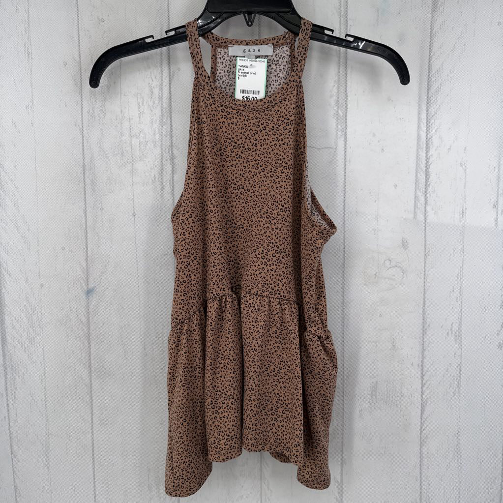 S animal print peplum tank