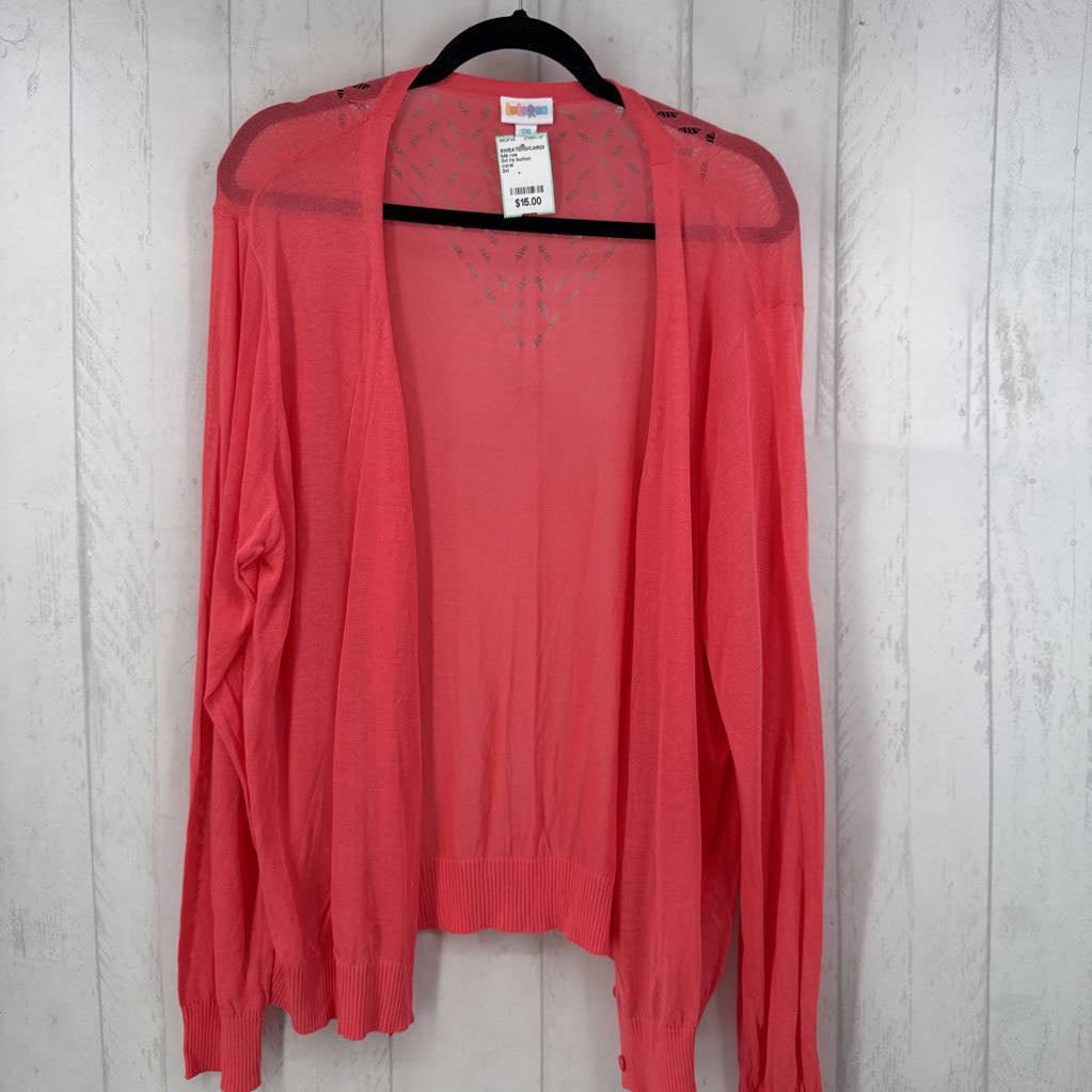 2xl l/s button cardigan