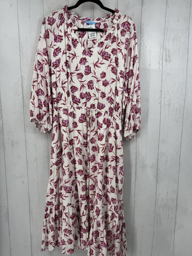 XXL elbow slv flower print maxi dress