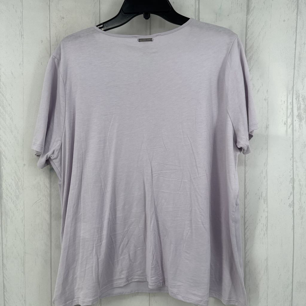 XL s/s side knotted scoop neck top