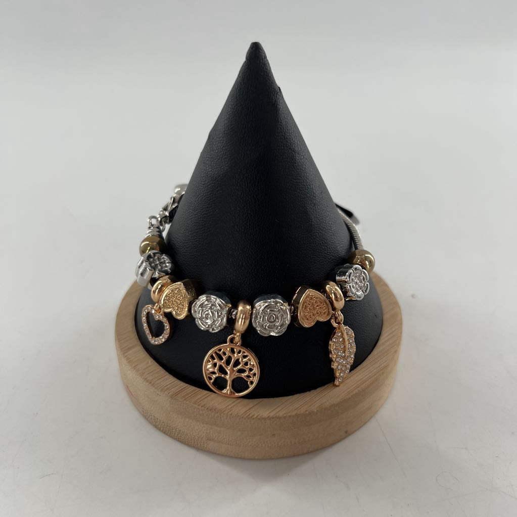 silver & gold charm bracelet