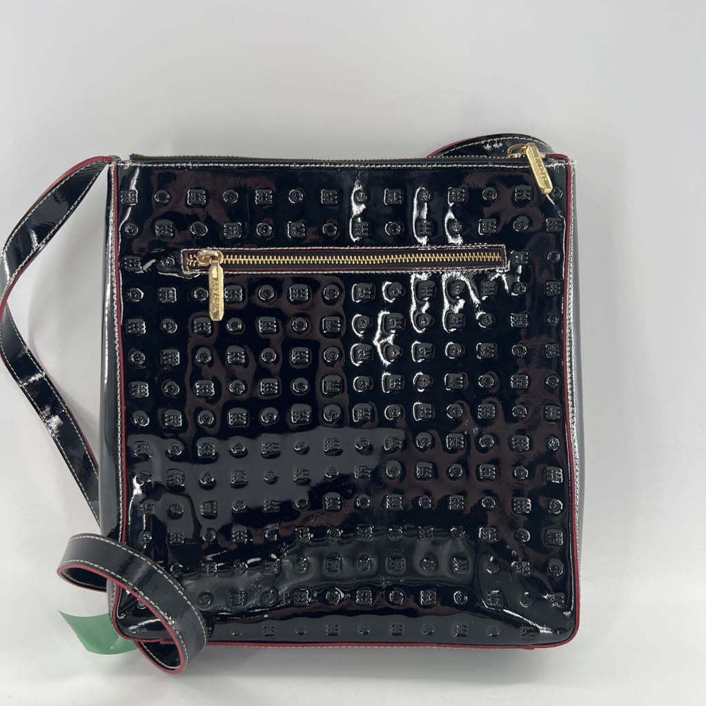 patent embossed zip pockets crossbody