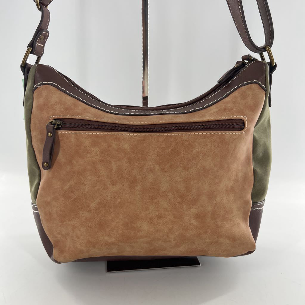 2pc colorblock vegan leather shoulder bag w/wristlet