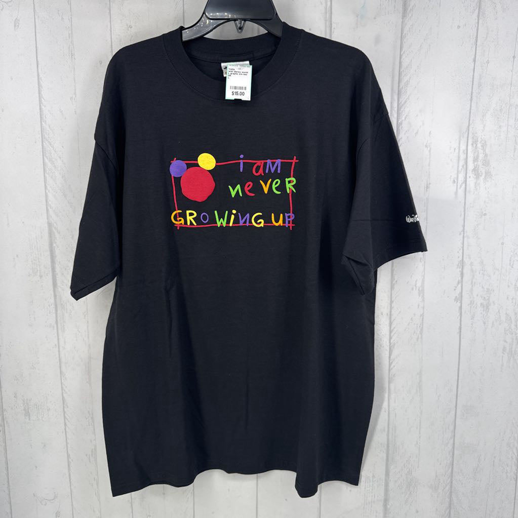 L graphic s/s tee- mickey ears never growin up