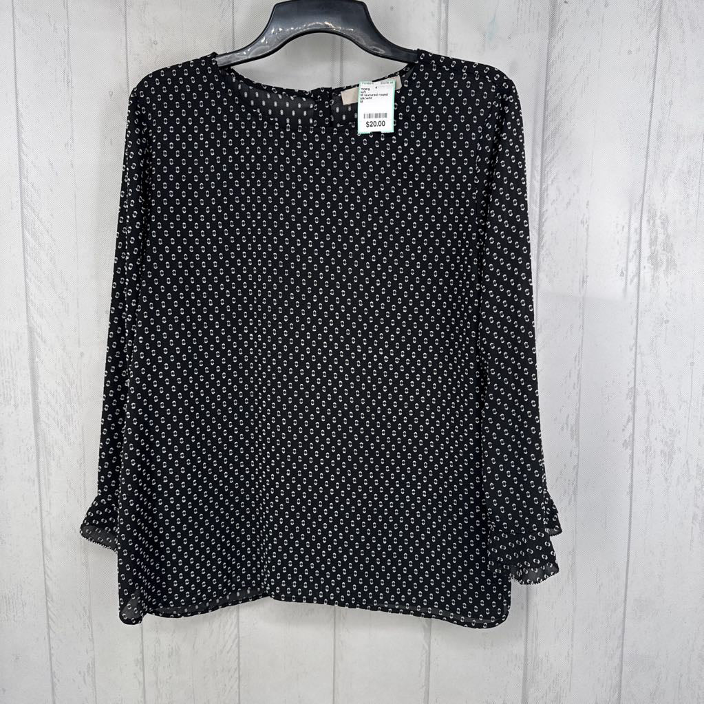 M textured round neck l/s top