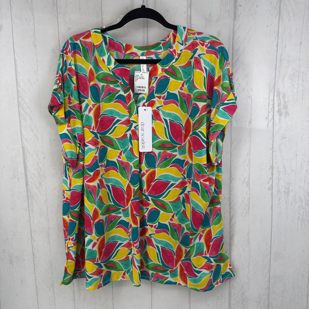 3X printed split neck s/s top