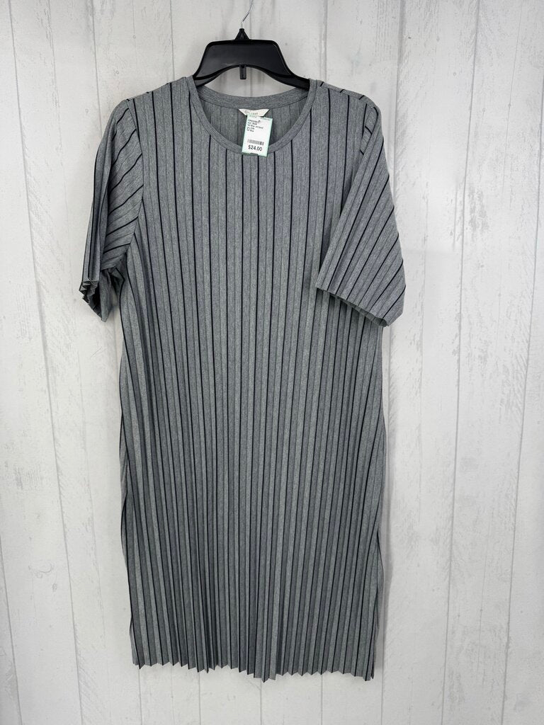14/16w striped pleated s/s dress