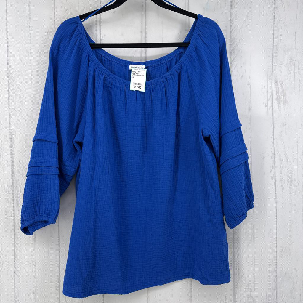 Cotton Guaze Off-Shoulder Top