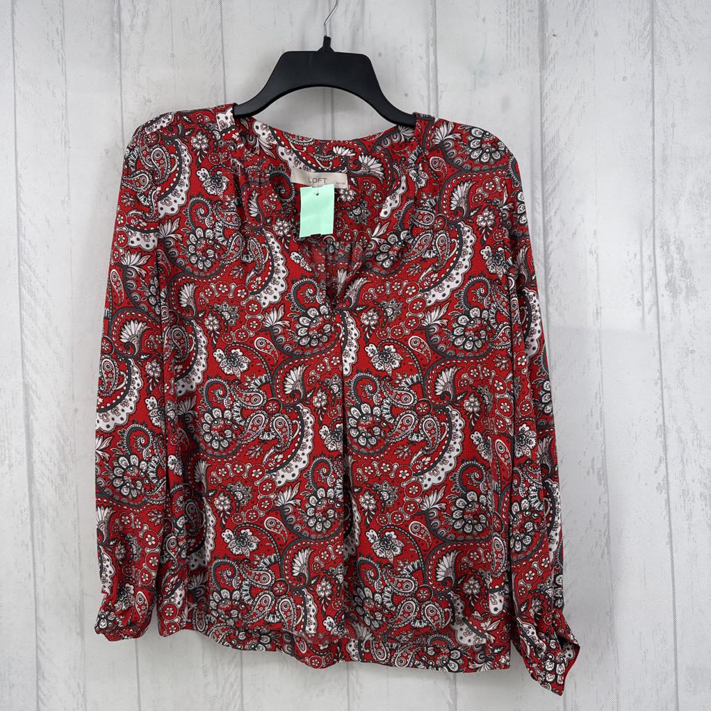 SP l/s paisley v-neck top