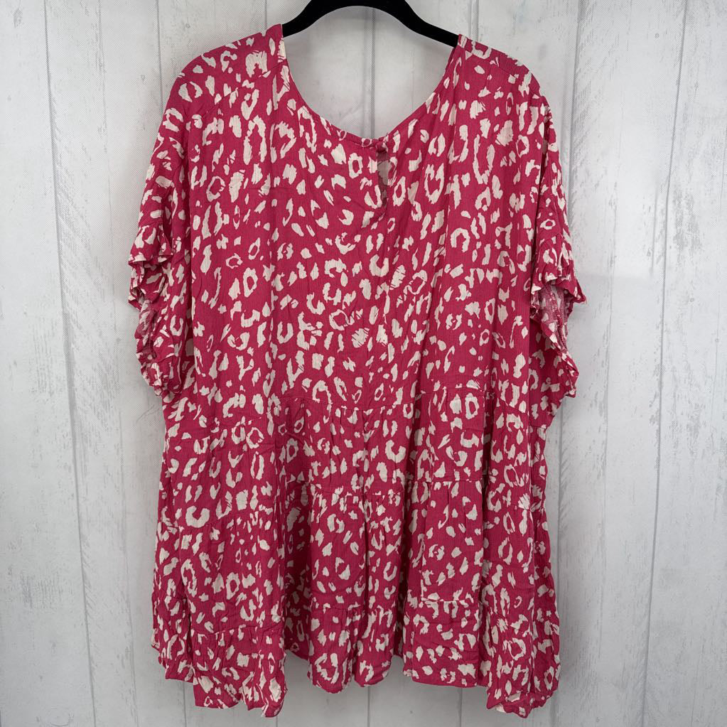 3XL tiered animal print s/s top