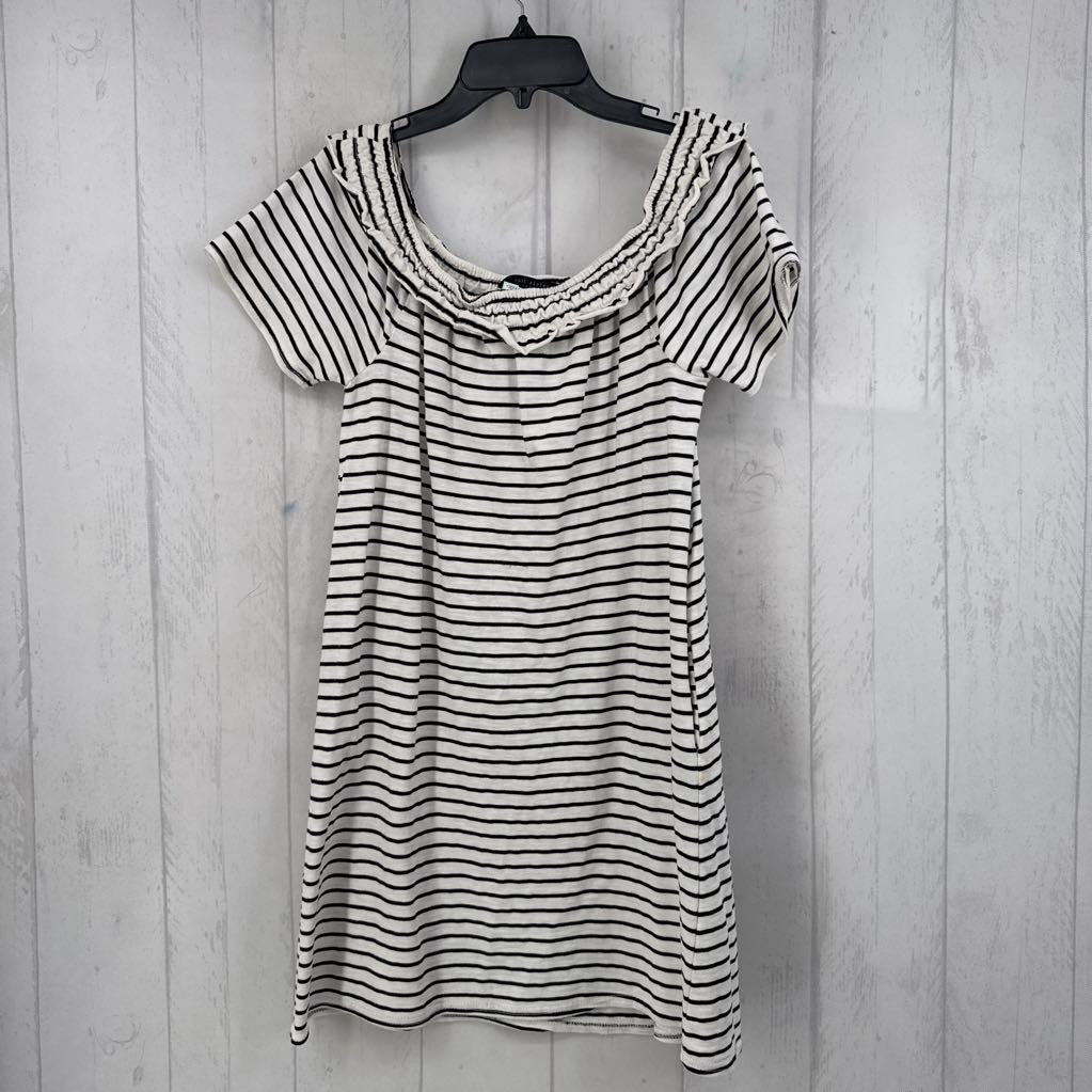 M stripe off shoulders dress