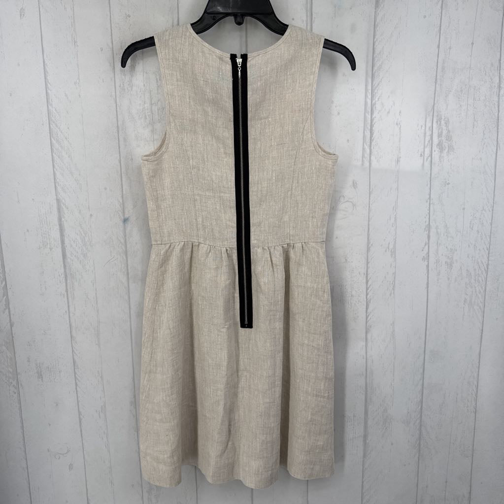 XS linen blend flo applique slvls dress