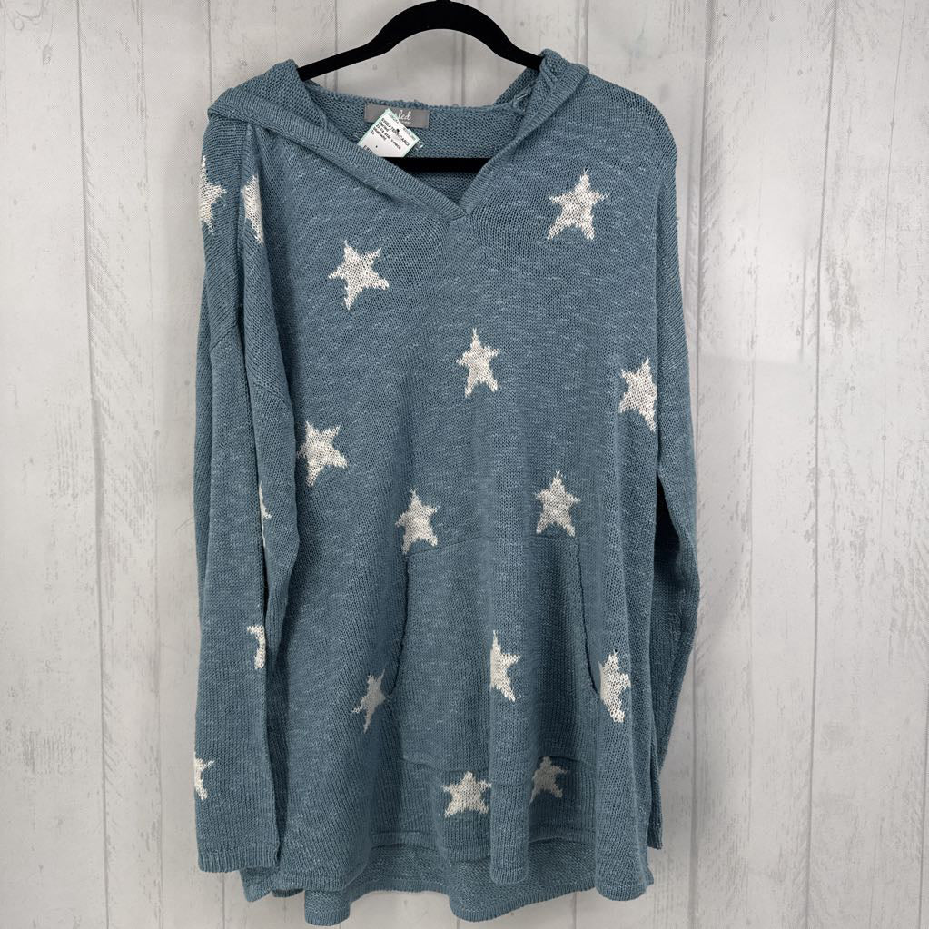 2x l/s star v-neck light weight sweater