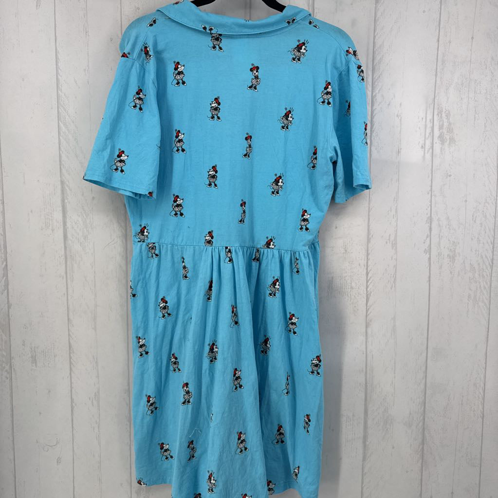 3xl s/s minnie mouse half button dress