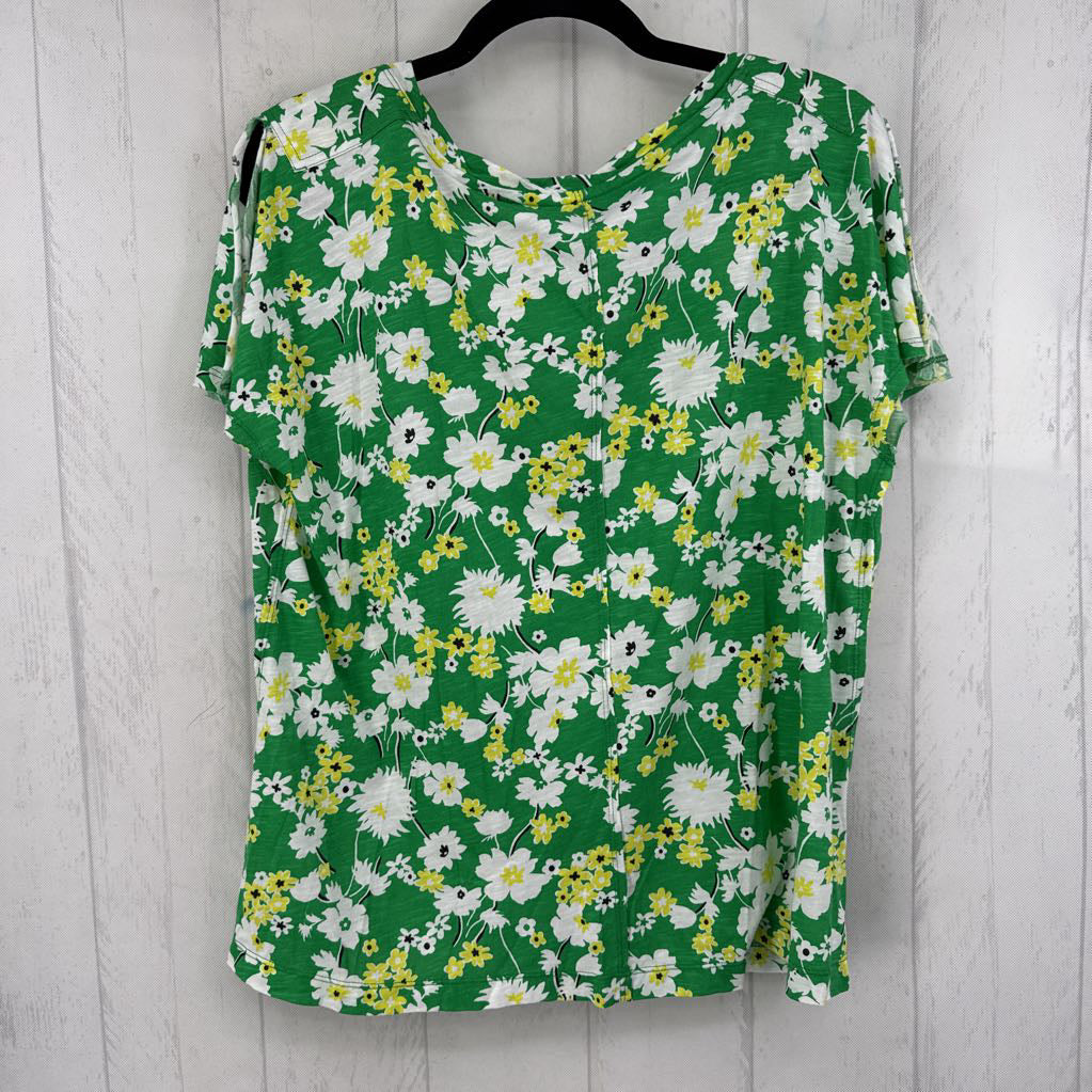 L flo print scoop neck s/s tee