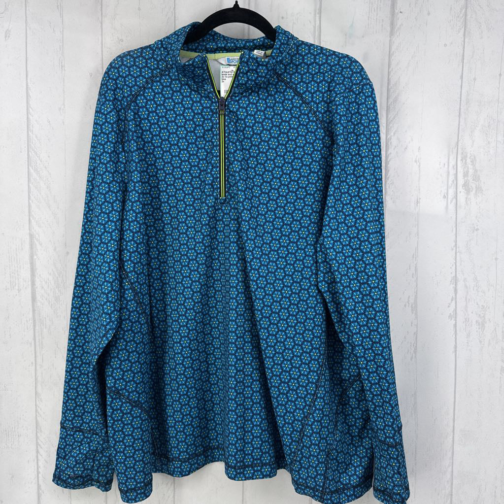 2x l/s print quarter zip top
