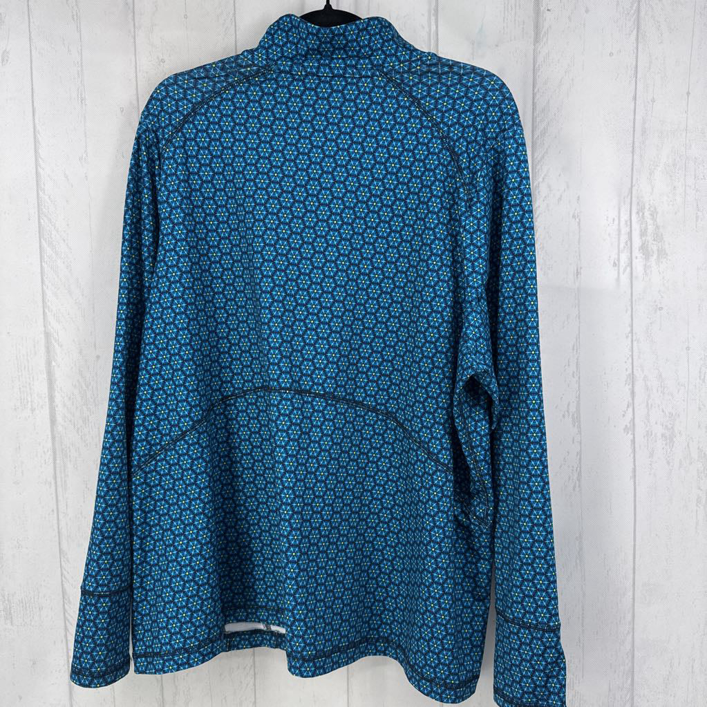 2x l/s print quarter zip top
