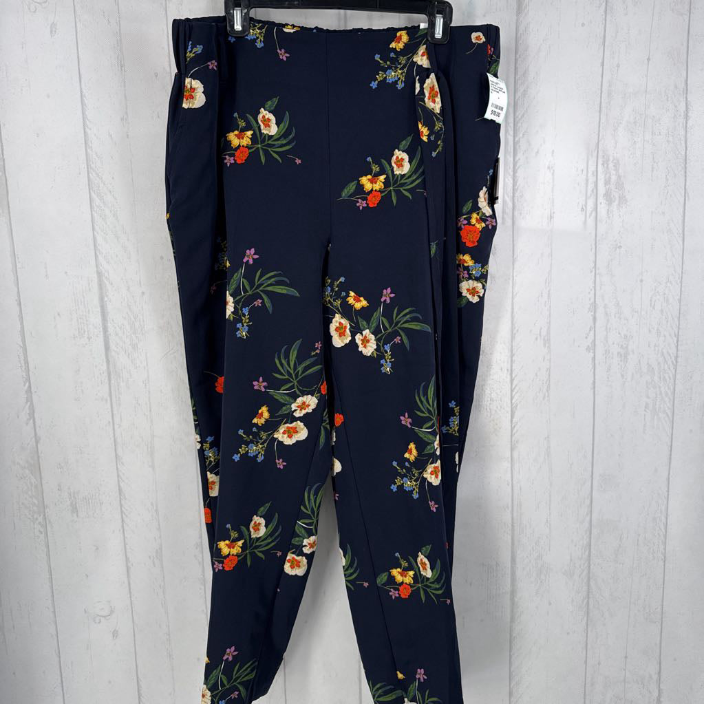 1x flower print pull on pants