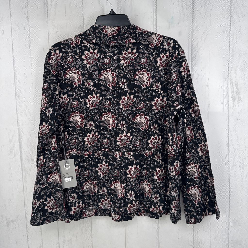 M flo print button down l/s top