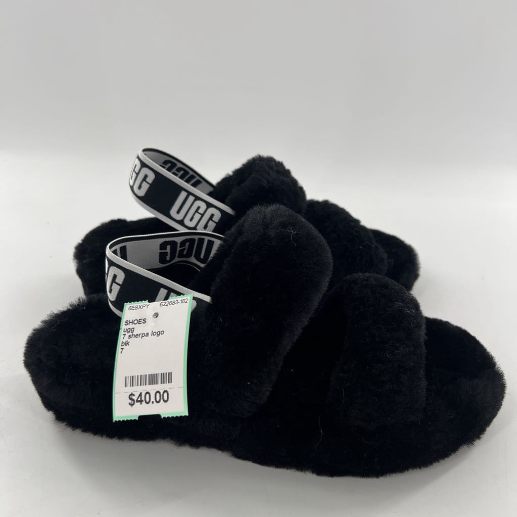 7 sherpa logo elastc strap slides