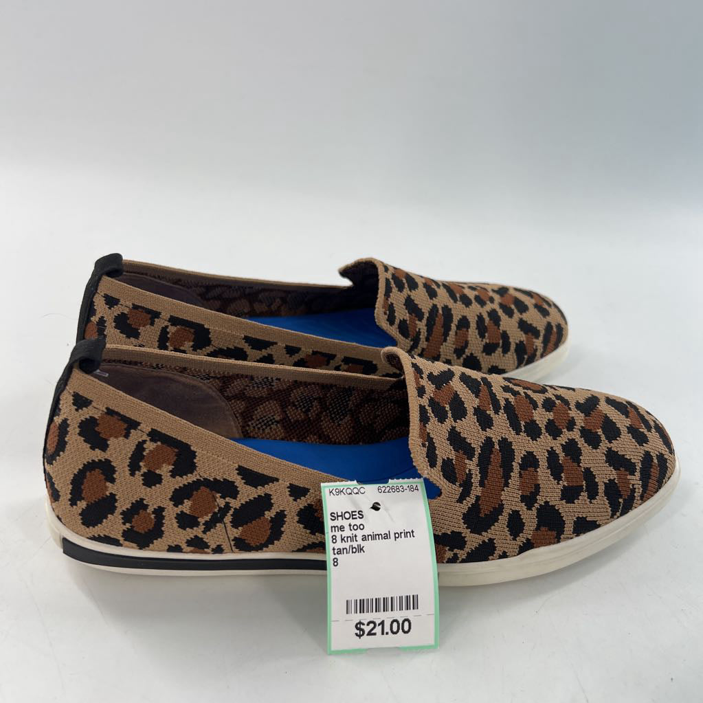 8 knit animal print slip-ons
