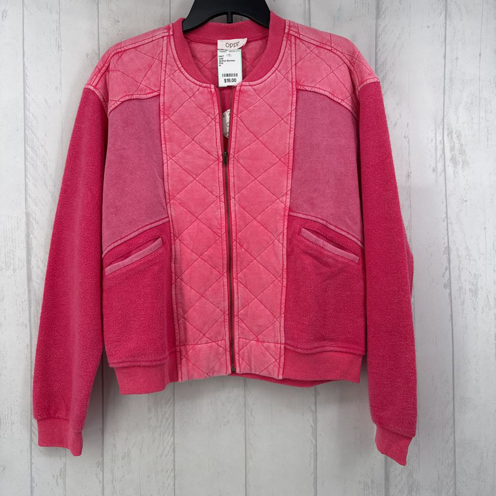 Quilted Bomber Zip-Up Jacket