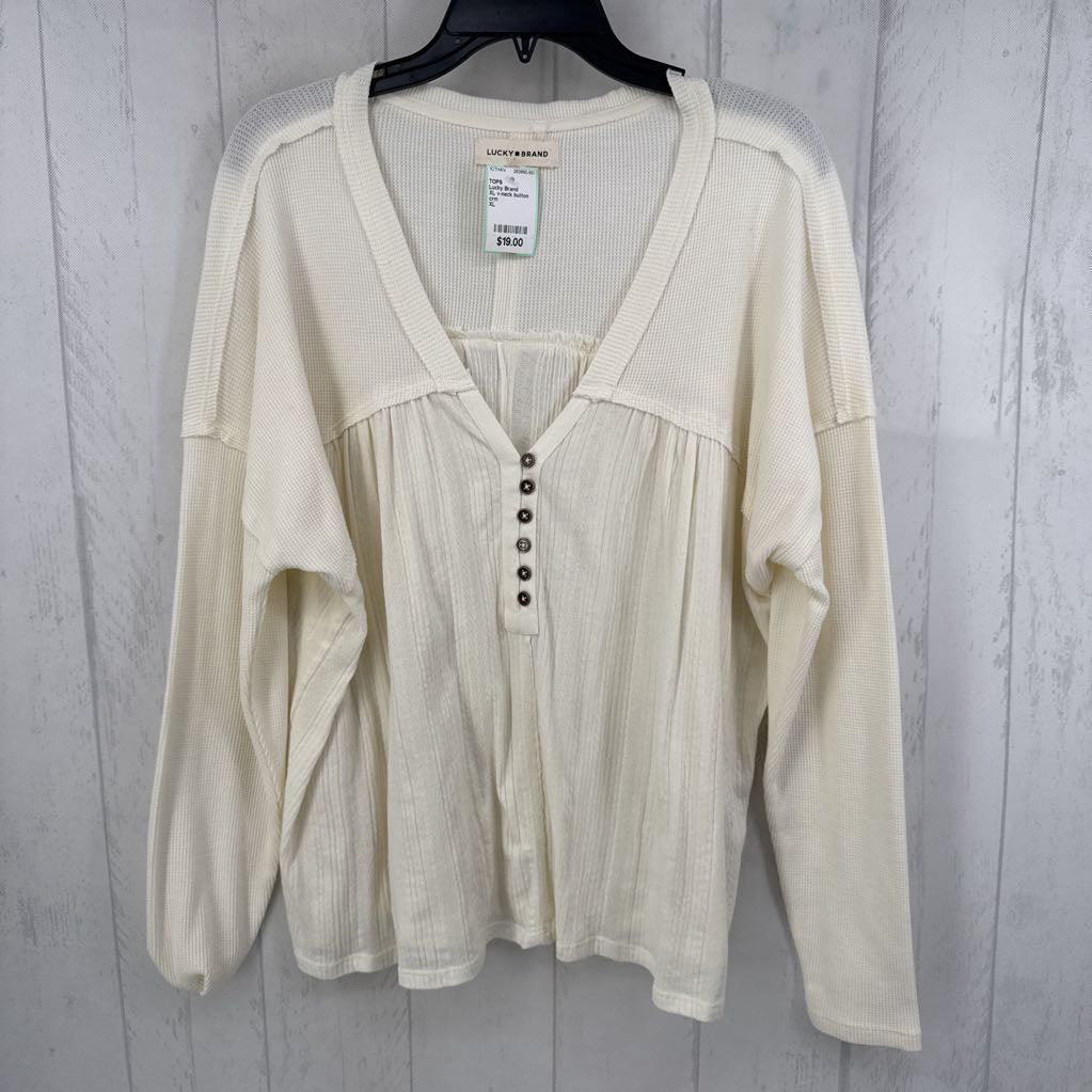 XL v-neck button front l/s top
