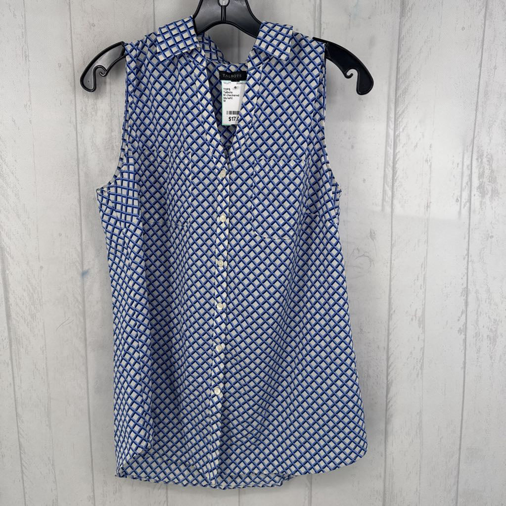 M checkered button down slvls top
