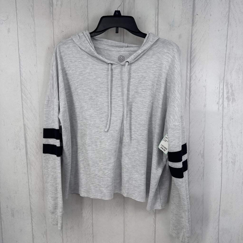 L waffle knit hooded l/s top
