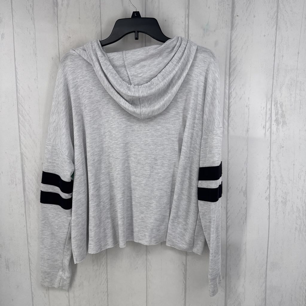 L waffle knit hooded l/s top
