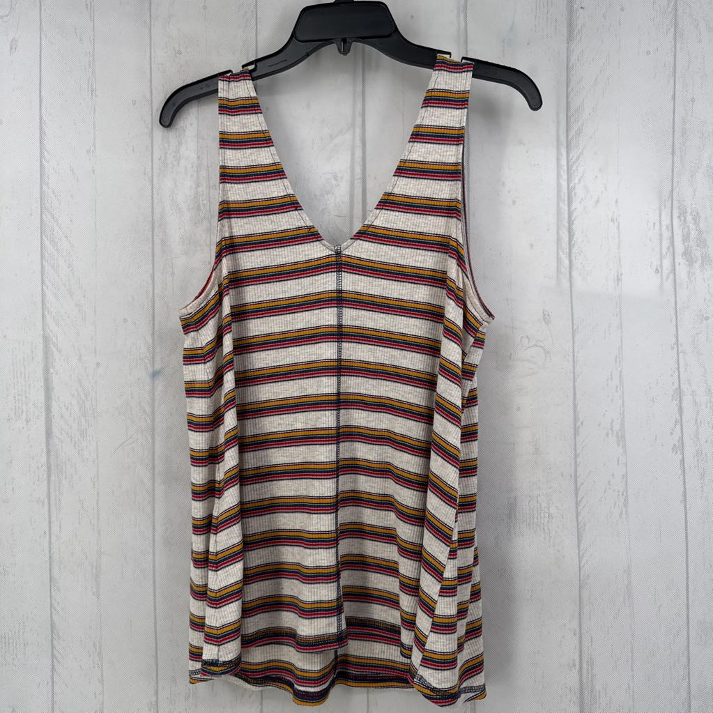 M ribbed striped v-neck tank